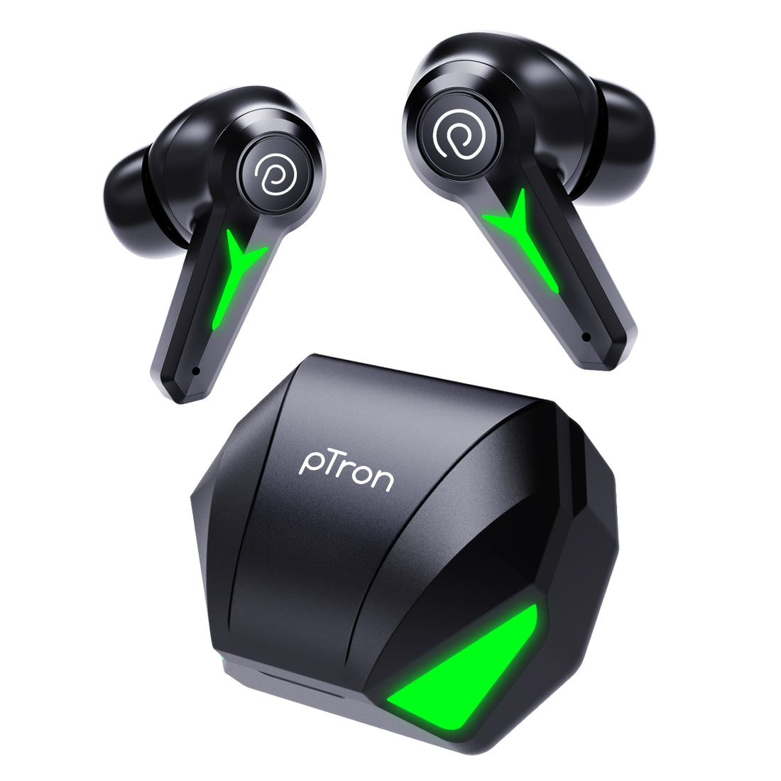 pTron PlayBuds 2 in-Ear TWS Earbuds Bluetooth V5.3 Headphones, (Raven Black)