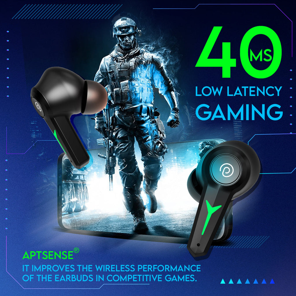 pTron PlayBuds 2 in-Ear TWS Earbuds Bluetooth V5.3 Headphones, (Raven Black)